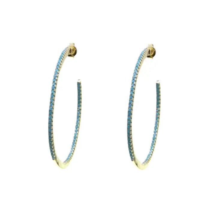 Turquoise Pave Hoop Earrings