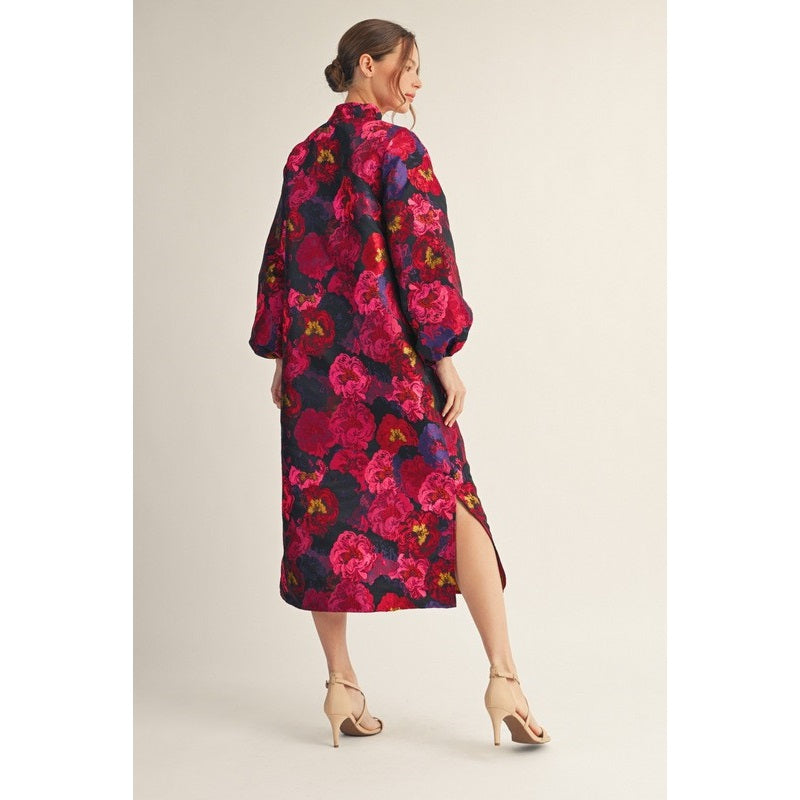 Maggie Magenta Floral Midi Dress