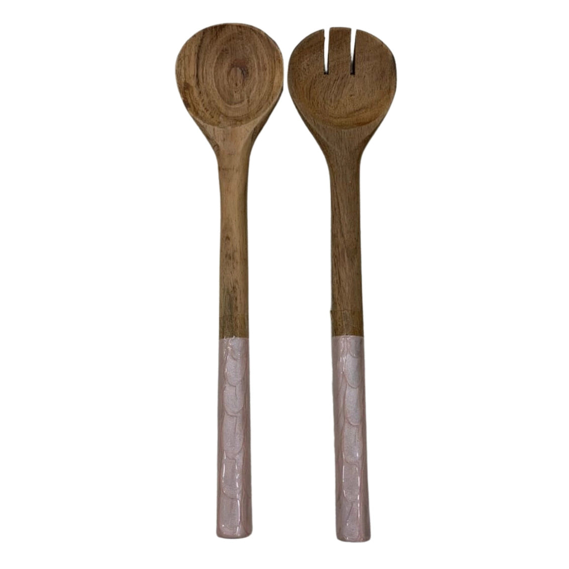 Wood & Enamel Salad Servers
