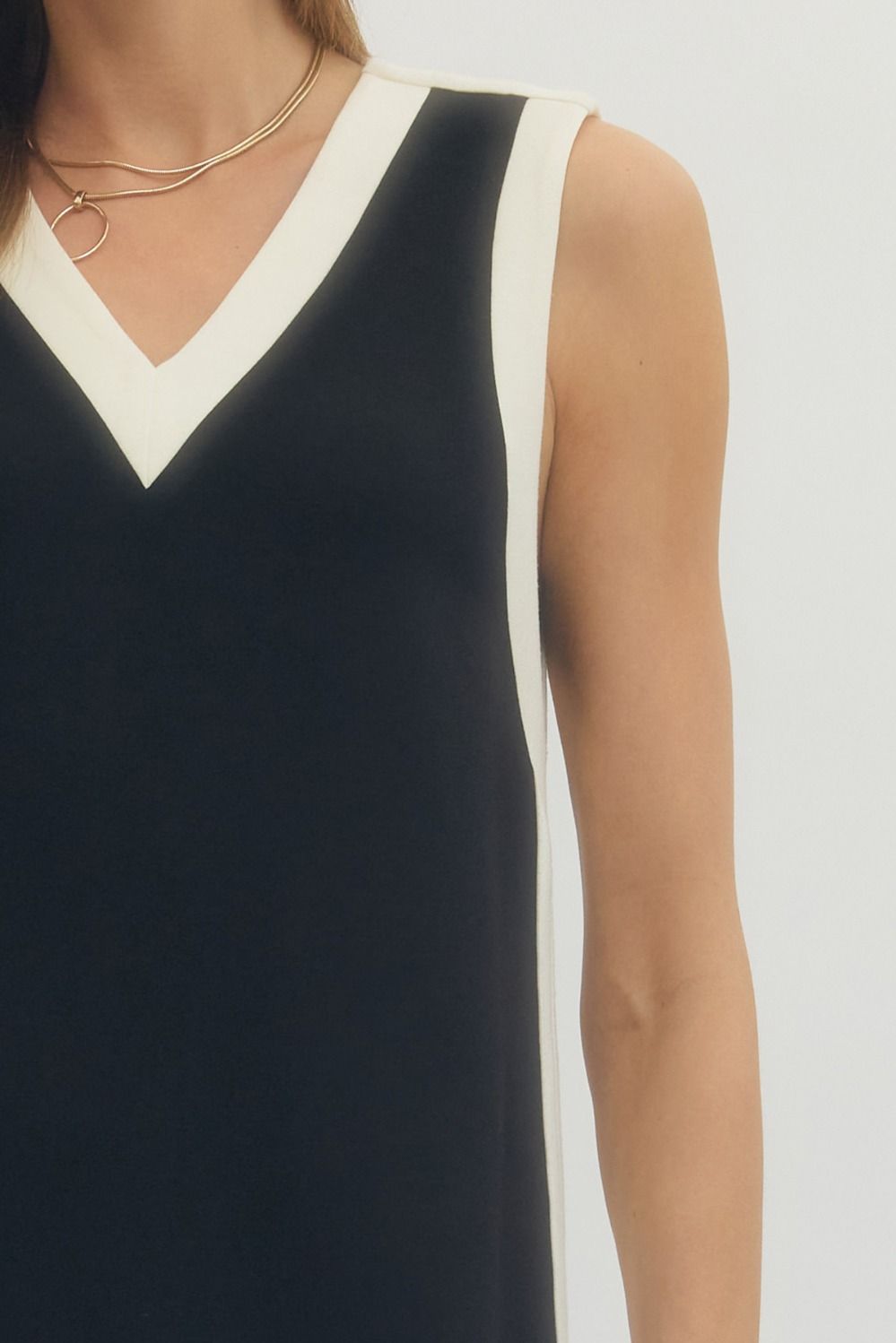 Aria Black & White Trimmed Dress