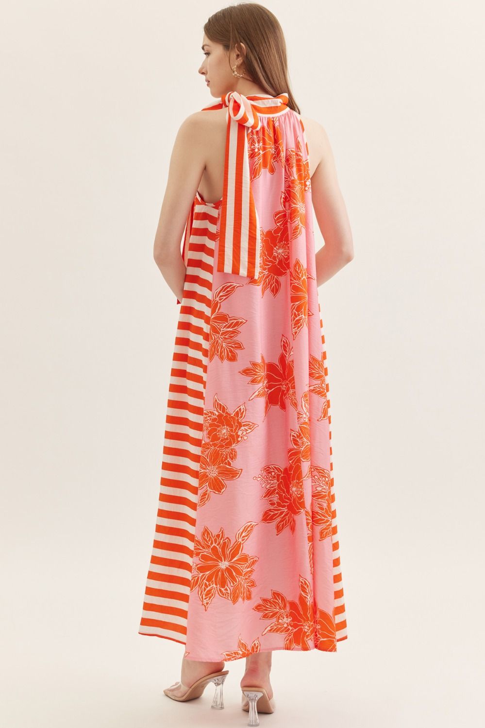 Solana Pink & Orange Midi Dress
