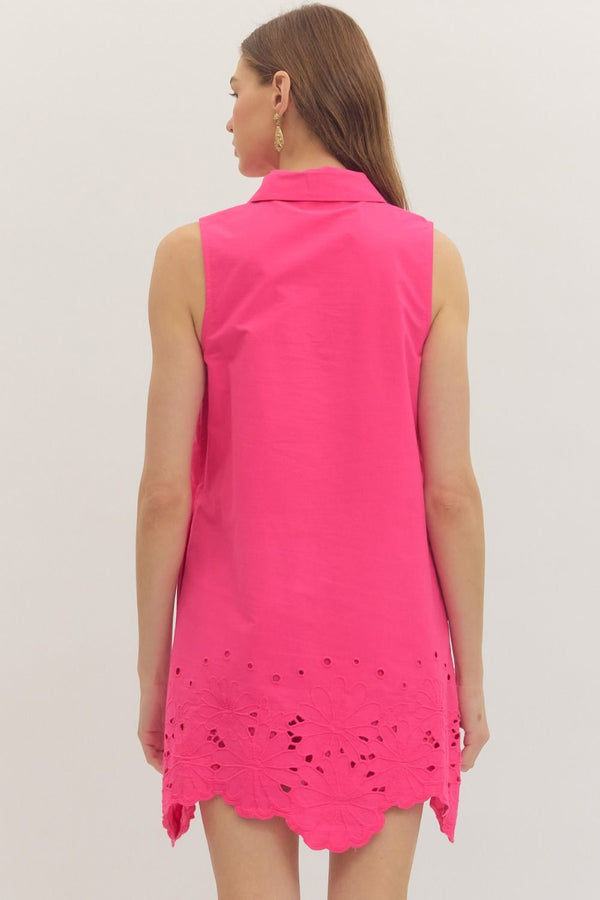 Keri Hot Pink Floral Eyelet Dress