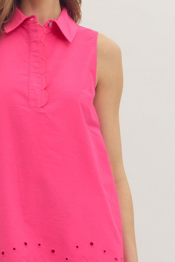 Keri Hot Pink Floral Eyelet Dress