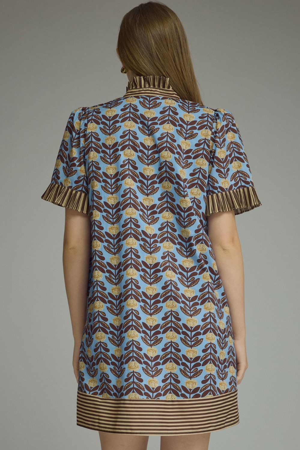 Daniella Brown & Blue Print Dress