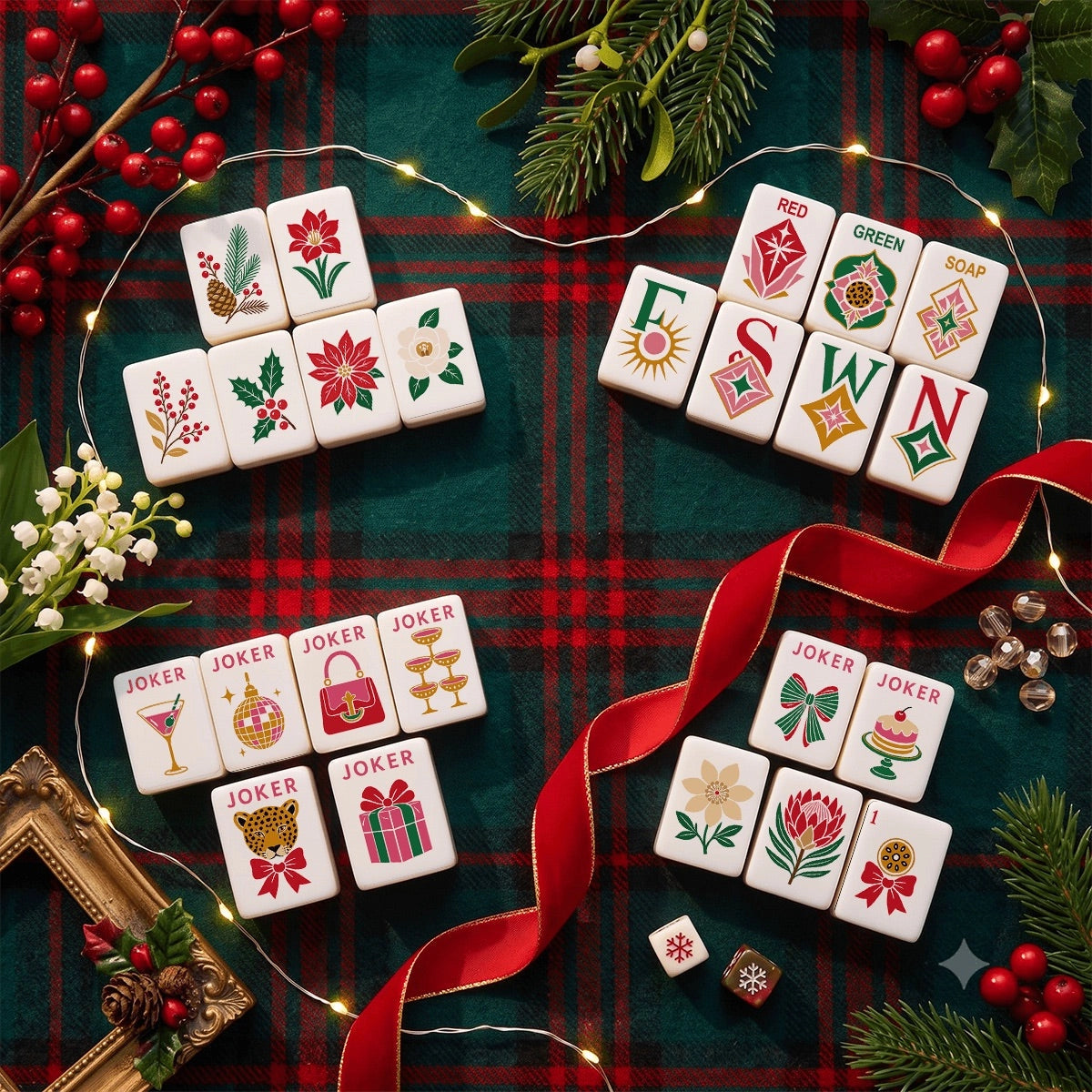 Glam Holiday Mahjong Tile Set
