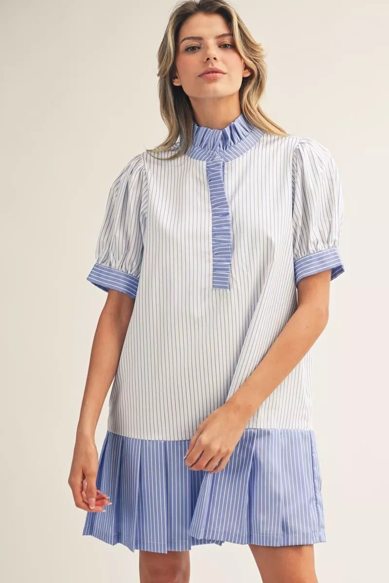 Jane Blue & White Striped Dress
