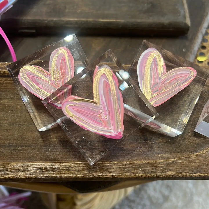 Pink Heart on Lucite Mini Art