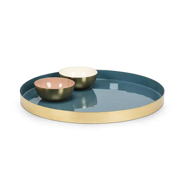 Round Enamel Blue Tray