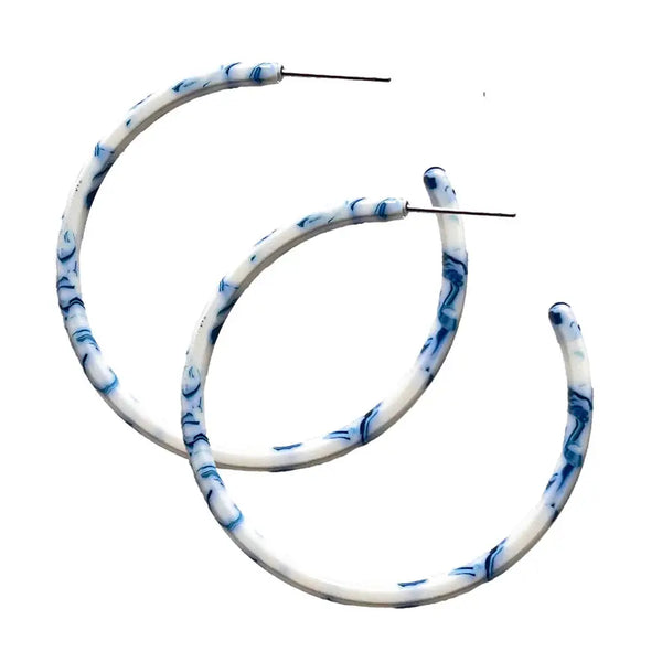 Thin Blue & White Acrylic Hoop