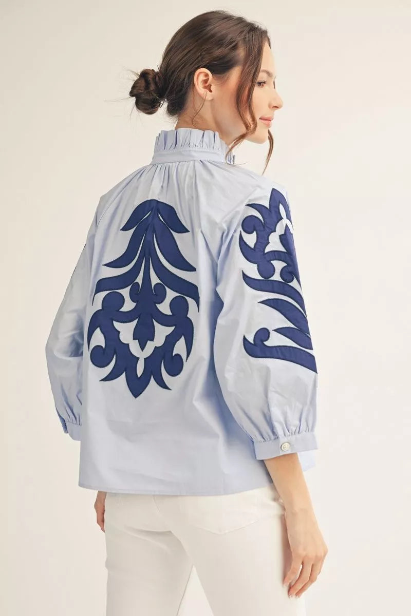 Fiona Applique Blouse Top