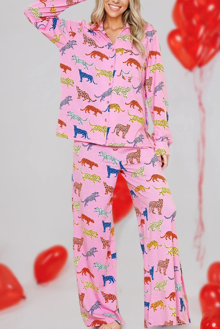 Multicolor Cheetahs Pajama Set