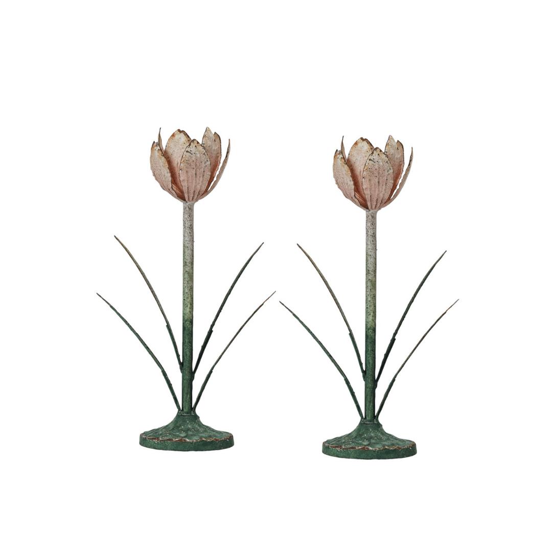 Pair of Vintage Floral Taper Candle Holders