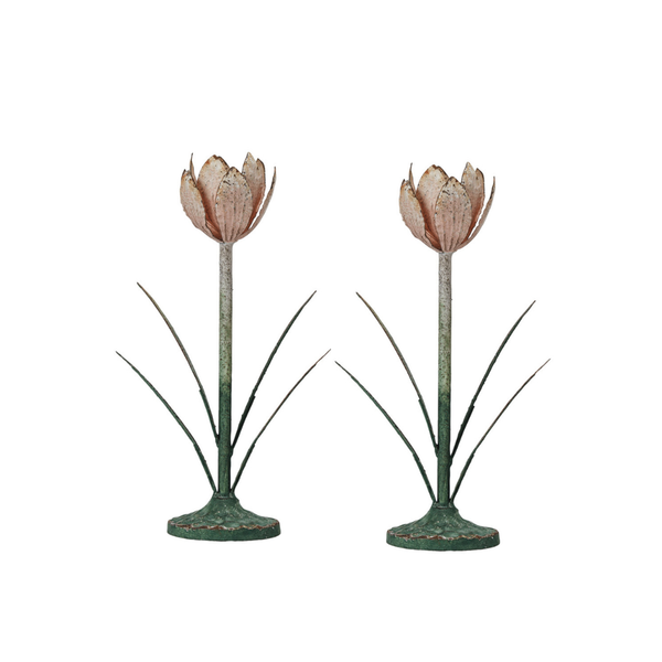 Pair of Vintage Floral Taper Candle Holders