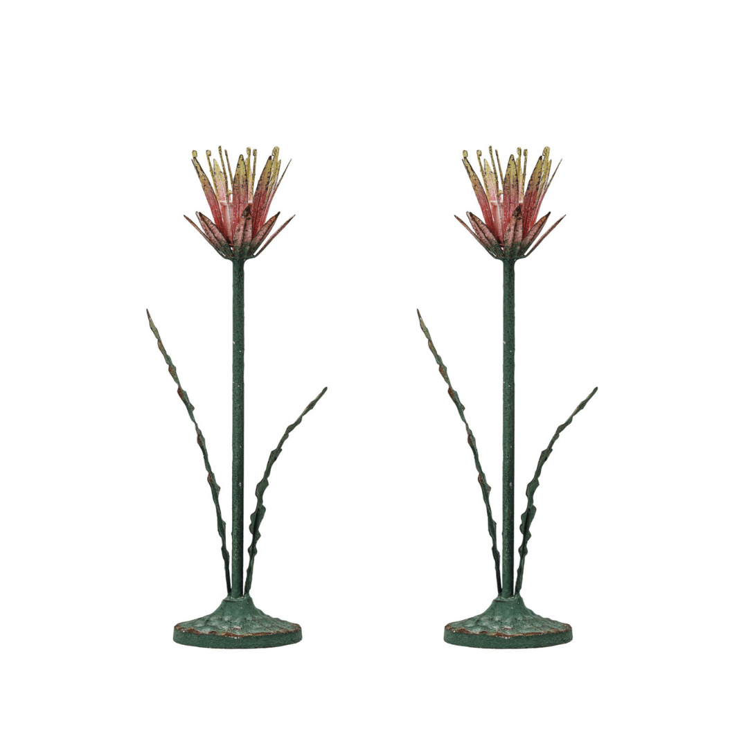 Pair of Vintage Floral Taper Candle Holders