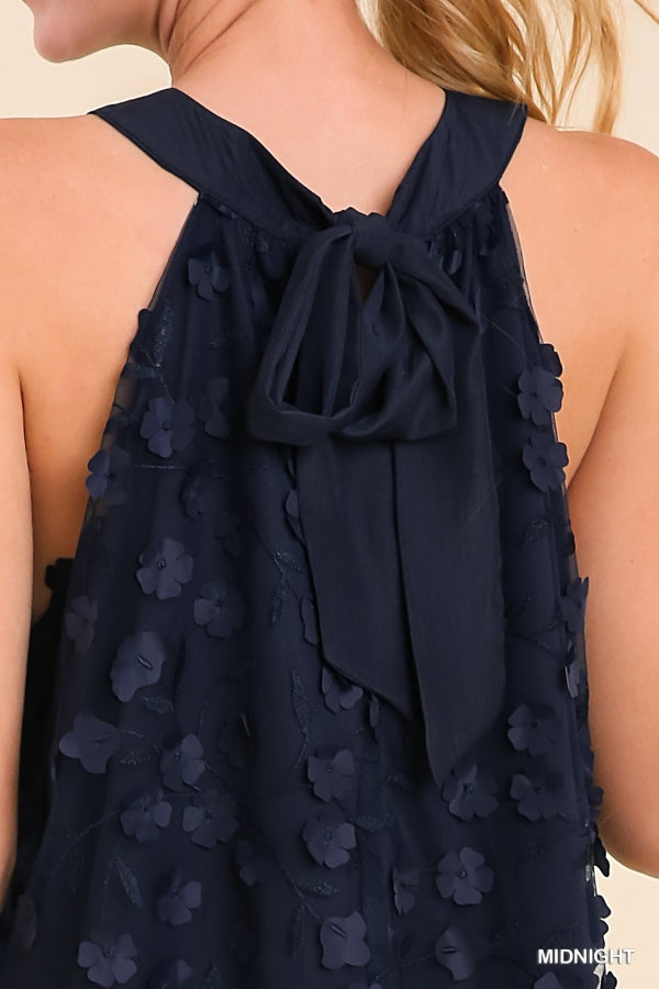 Navy Floral Overlay Dress - SALE!