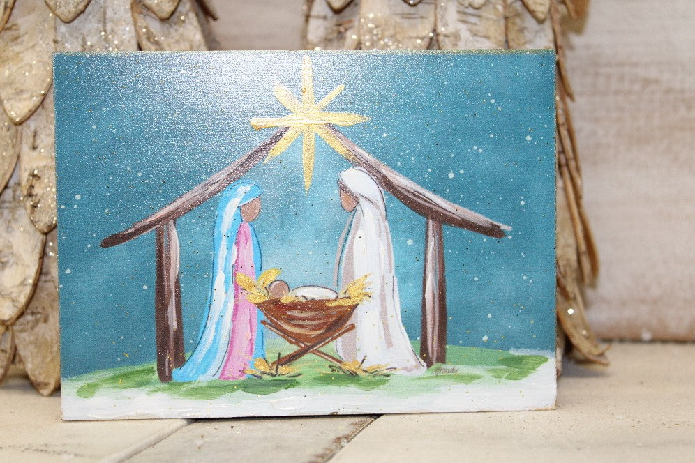 Blue Nightsky Holy Family Art Piece
