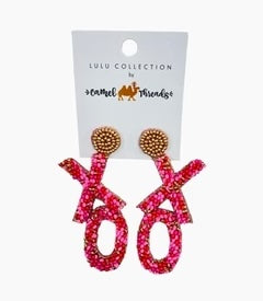 Pink & Red XO Beaded Earrings