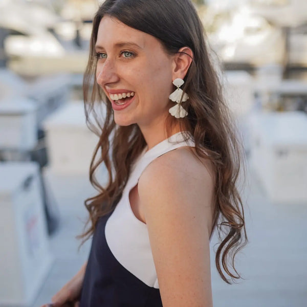 White Mermaid Shell Drop Earrings