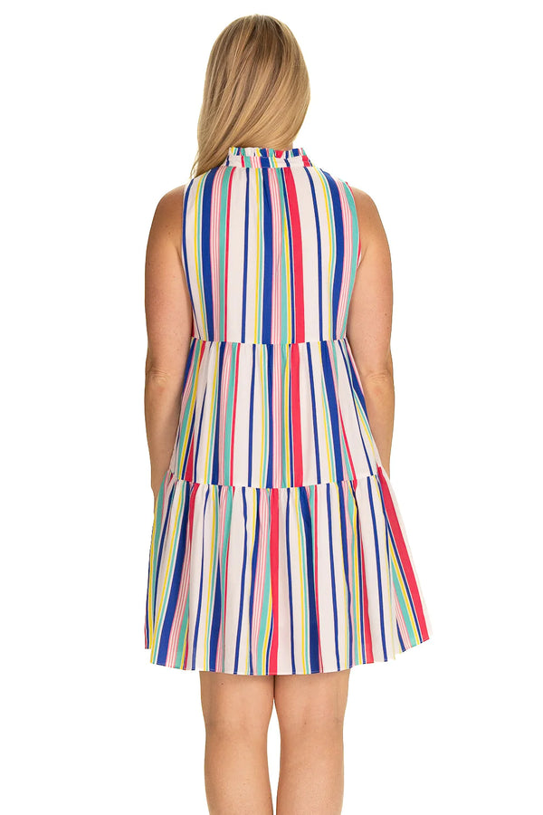 Annika Tiered Dress in Multi Stripe - SALE!