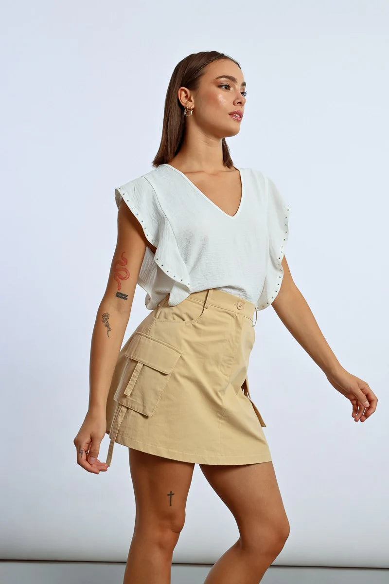 City Beige Utility Skirt