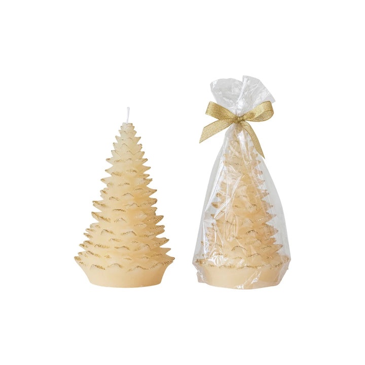 Cream & Gold Tree Candle