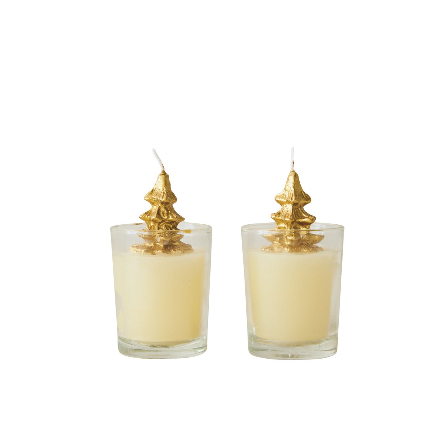 Gold Tree Candle In Glass Vessel