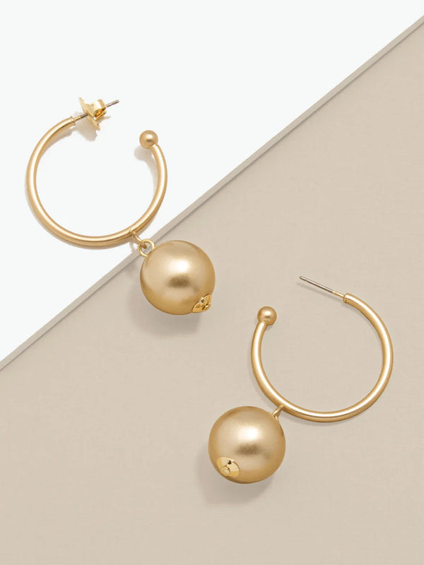 Matte Gold Ball Hoop Earrings