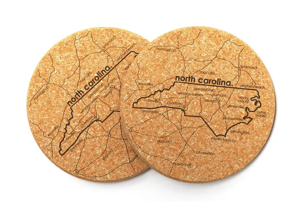 North Carolina Cork Coaster Pair