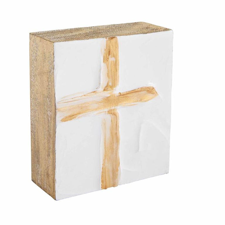 Small Square Cross Wood Block Art