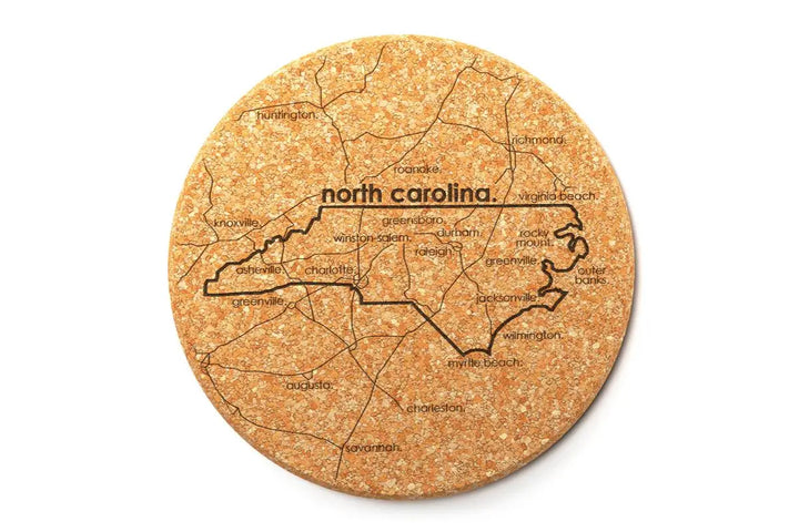 North Carolina Cork Coaster Pair