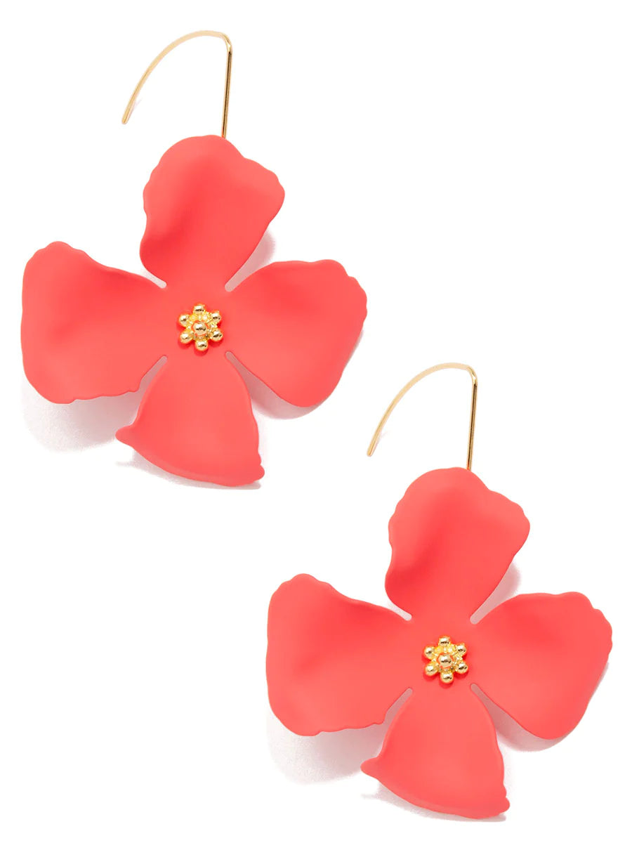 Matte Handpainted Flower Drop Earrings