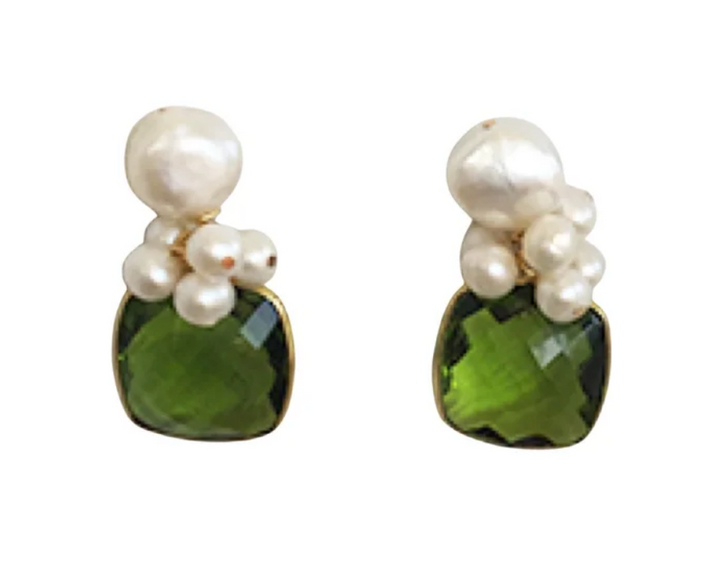 Reese Pearl Cluster with Stone Earrings