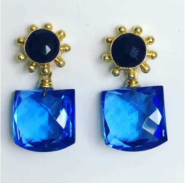 Jules Stud with Square Stone Earrings