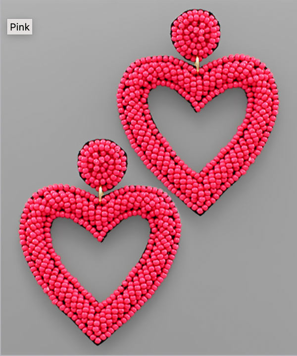Open Beaded Heart Earrings