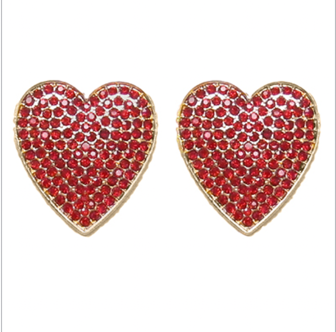 Pave Crystal Heart Earrings
