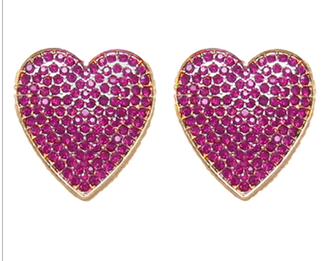 Pave Crystal Heart Earrings
