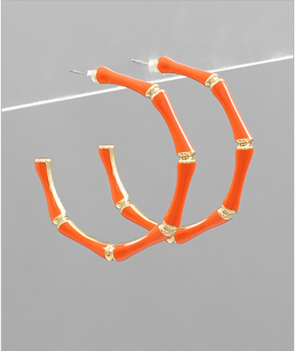 Enamel & Gold Bamboo Hoops
