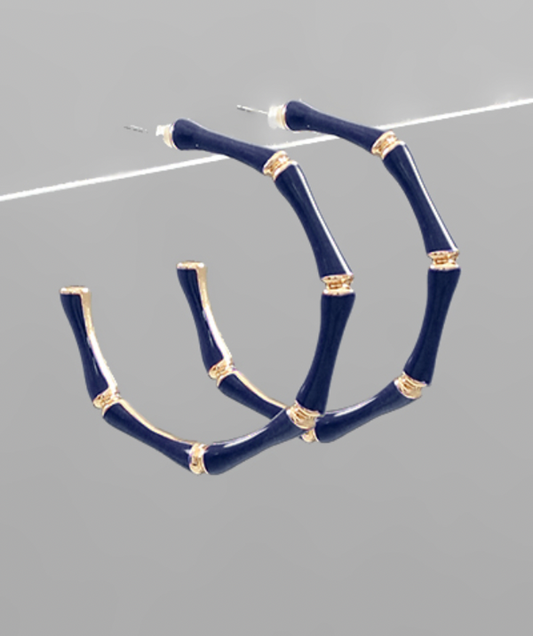 Enamel & Gold Bamboo Hoops
