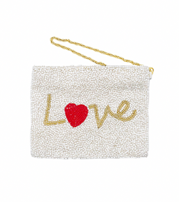 Love Themed Beaded Pouch