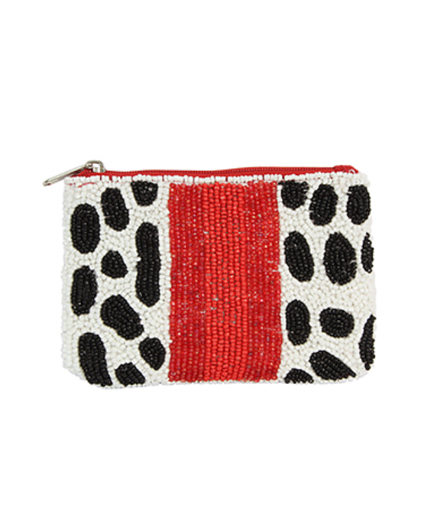 Black & Red Beaded Pouch