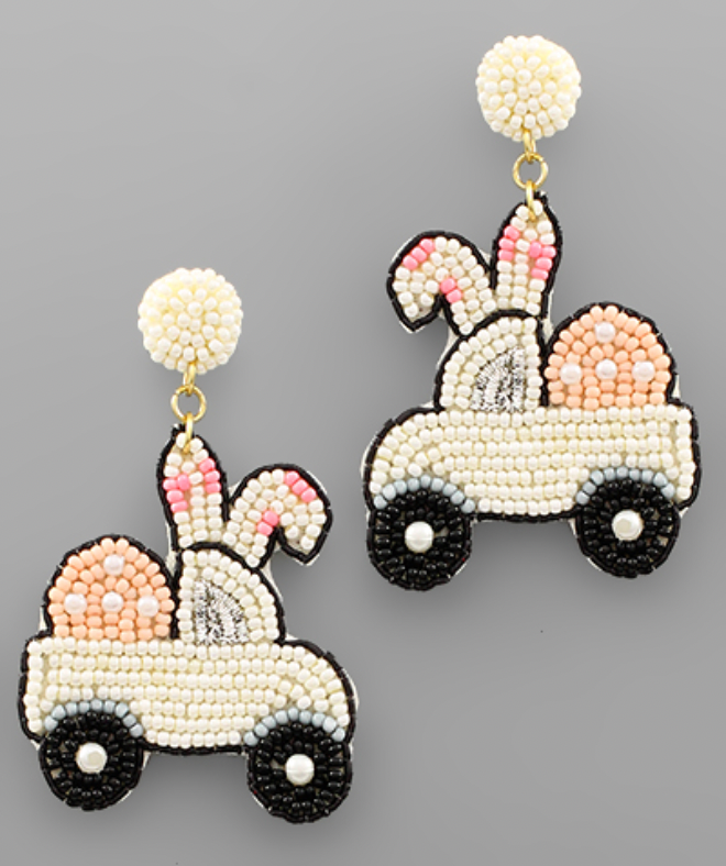 Beaded Bunny Car Earrings