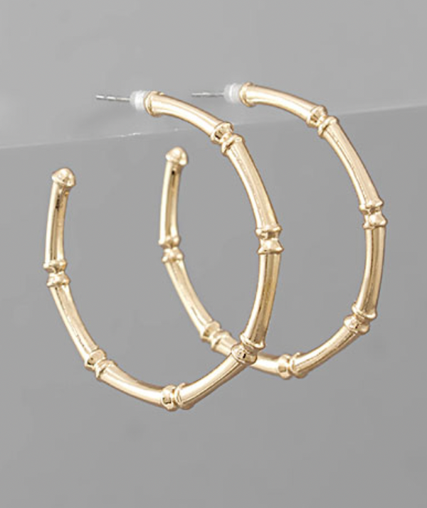 Gold Bamboo Style Hoop Earrings