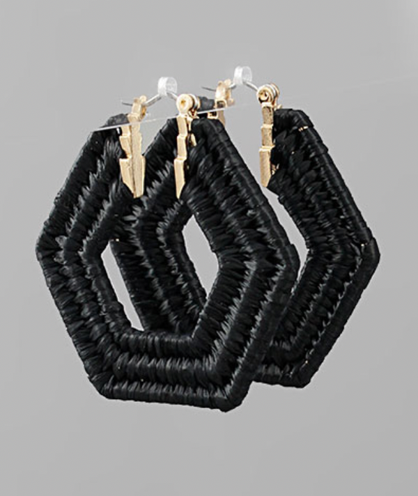 Raffia Hexagon Hoop Earrings