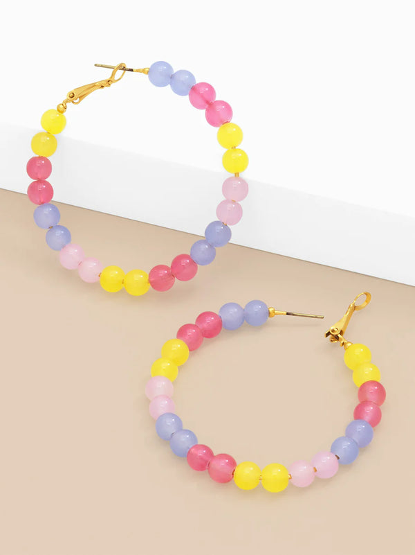 Glass Bead Hoop Earrings