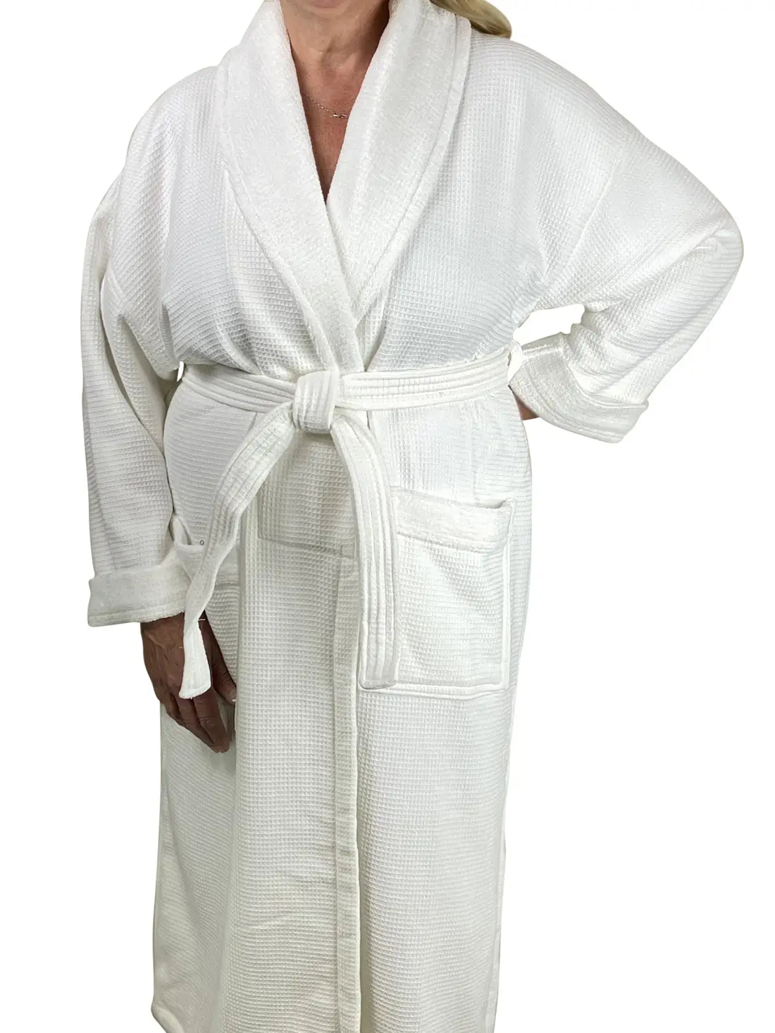 White Waffle Terry Lined Robe