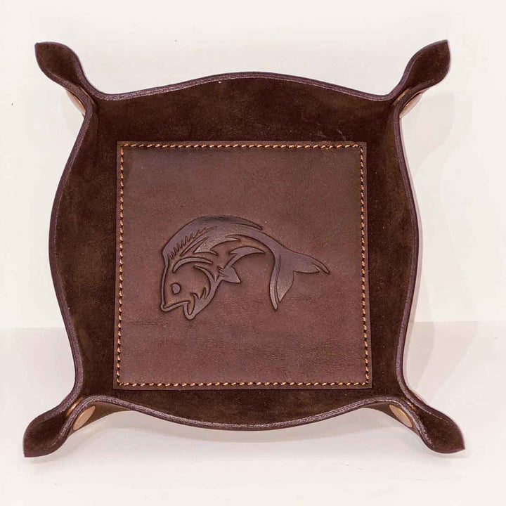 Embossed Dark Brown Valet Tray