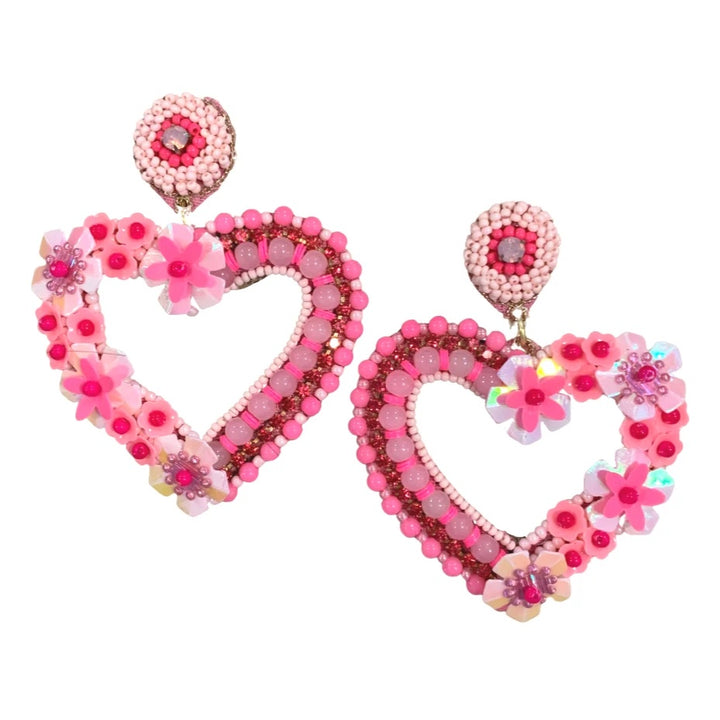 Allie Beads Floral Heart Earrings