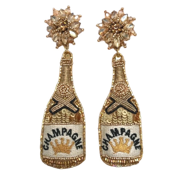 Allie Beads Gold Champagne Earrings
