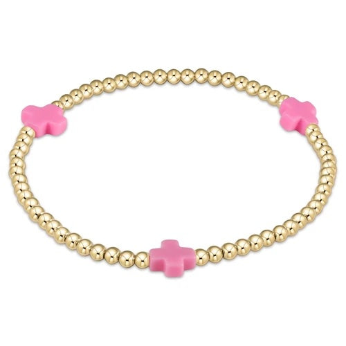 Color Signature Cross Gold 3 MM Bead Bracelet